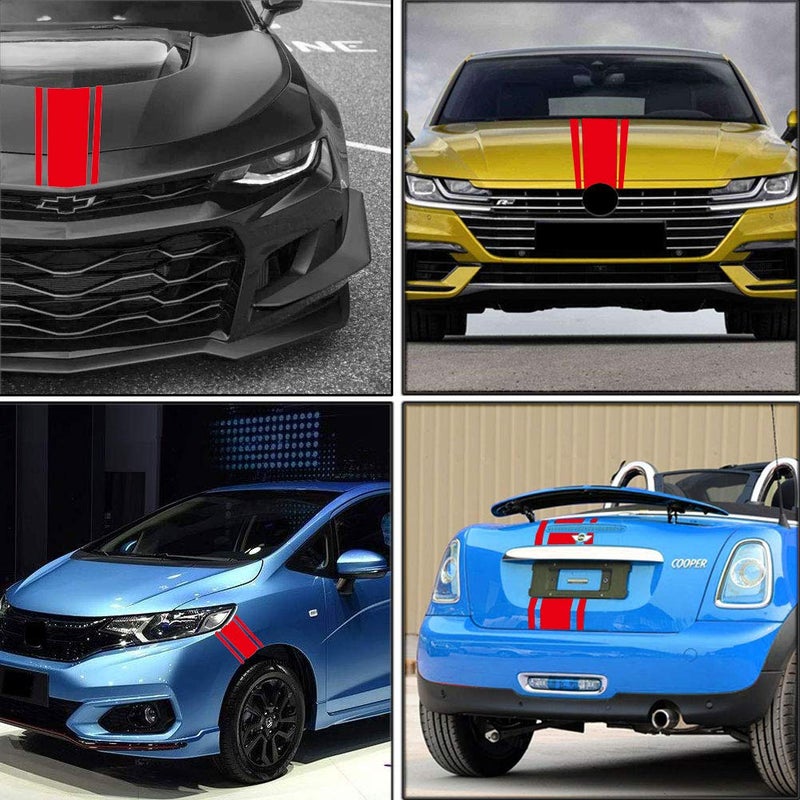 Leasinder 49"x 8.7" Car Hood Sticker Auto Racing Stripes Body Side Decal Hood Stripe Decal Vinyl Modified Decoration Accessories for Vehicles (A Red) - Image 4